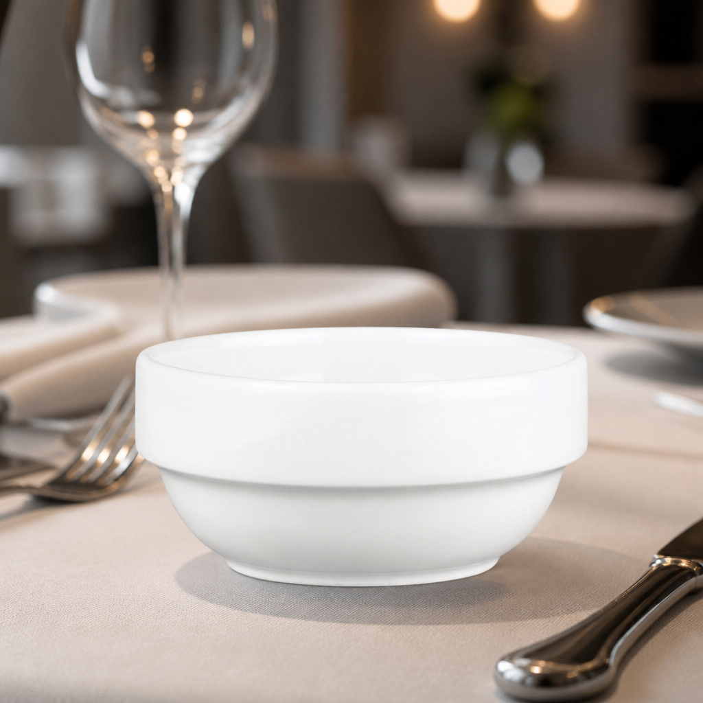 Commercial Stackable Bowls 377ml Porcelain 6 Pack