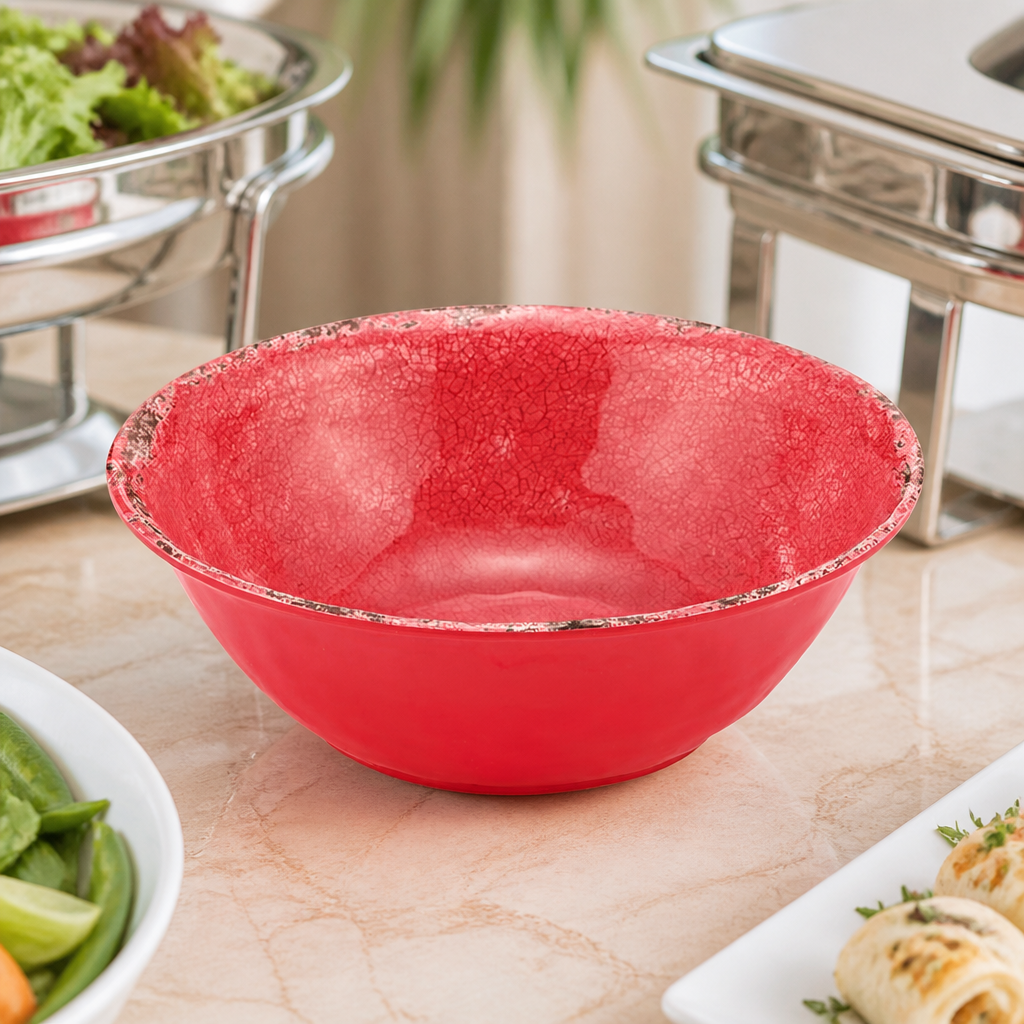 Commercial Melamine Bowl 1.3L Red Moroccan Style Tableware