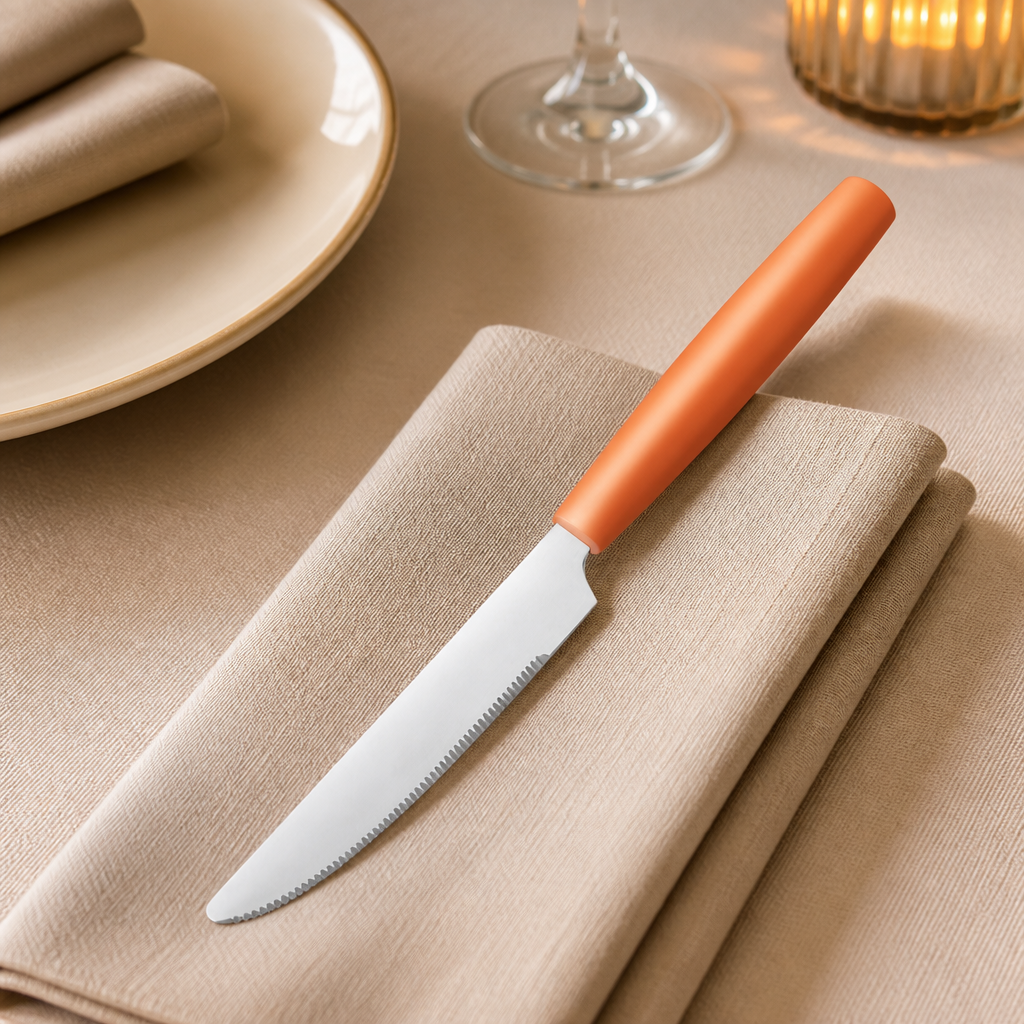 Commercial Table Knives Orange 12 Pack 223mm Length