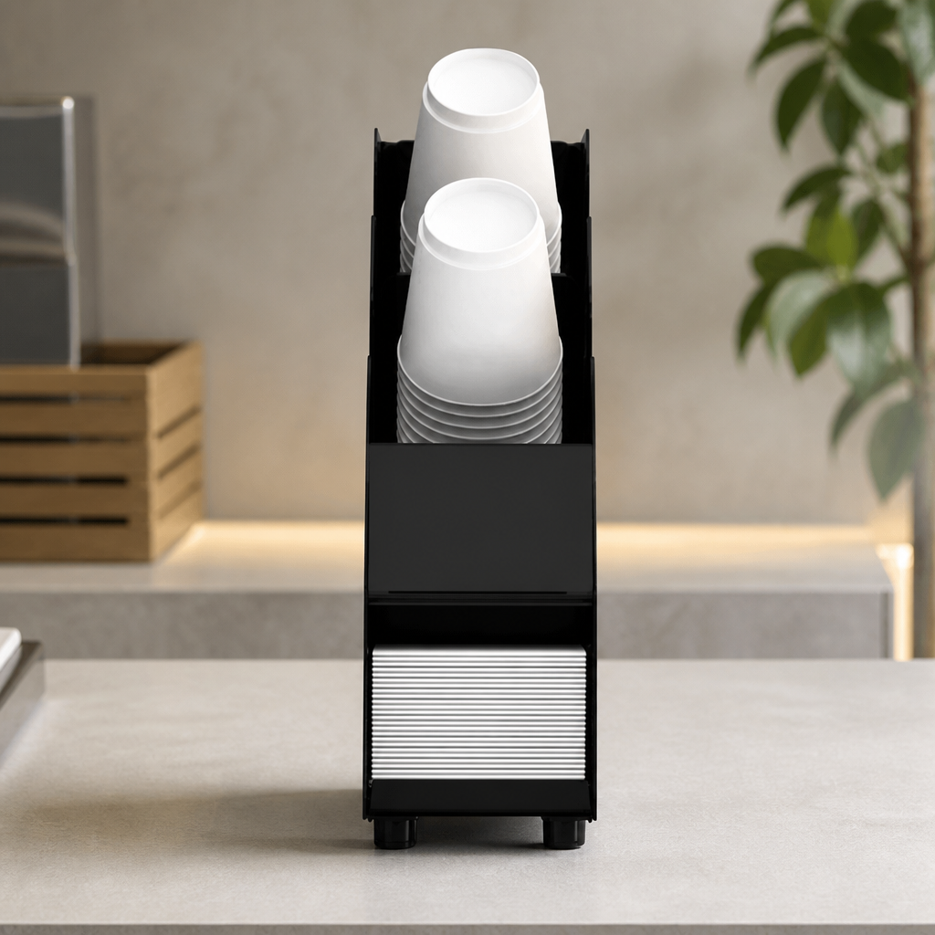 Commercial Cup Dispenser for Self-Service Areas Black Metal