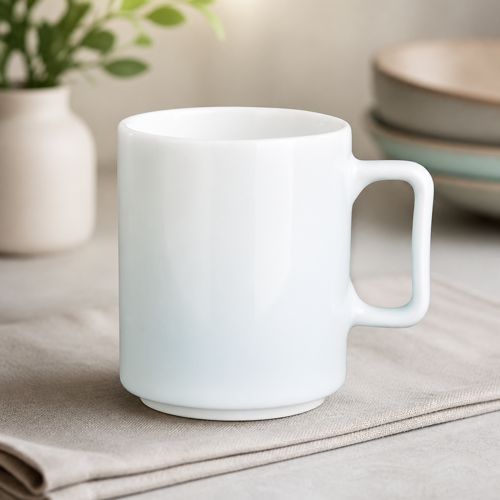 Commercial Porcelain Mugs 340ml Aqua 6 Pack Chip-Resistant