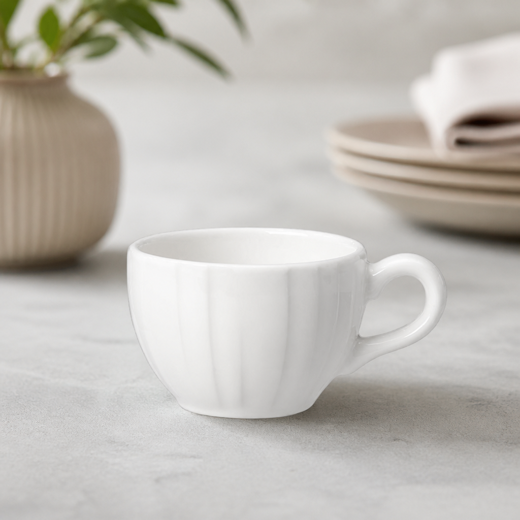 Commercial Ceramic Cups 85ml - Set of 12 Dishwasher Safe