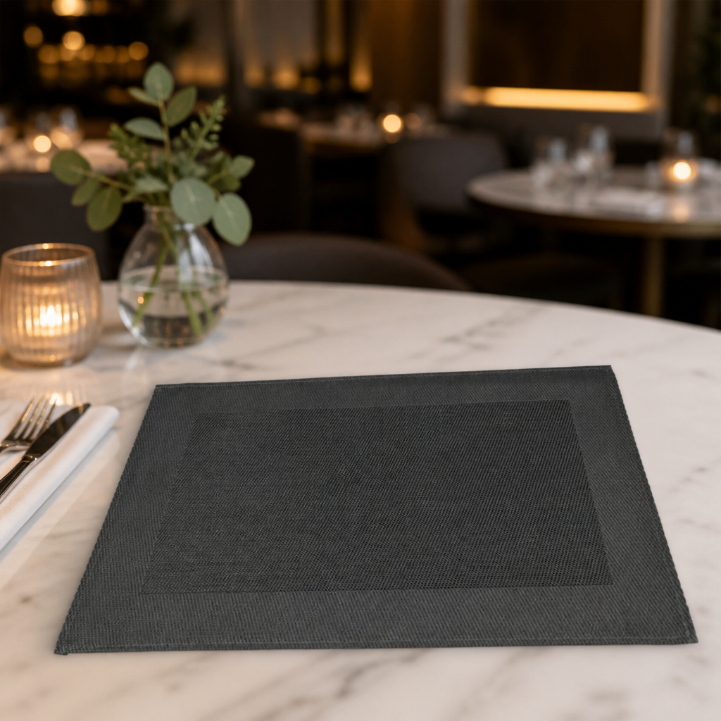Commercial PVC Placemats 450x330mm Black 6 Pack