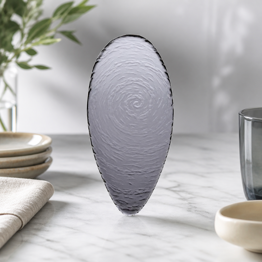 300mm Commercial Smoked Glass Oval Platters - 6 Pack