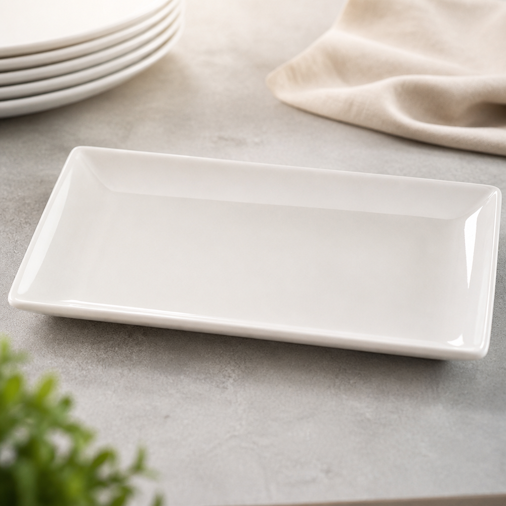 Commercial Porcelain Rectangle Plates 270mm - 6 Pack