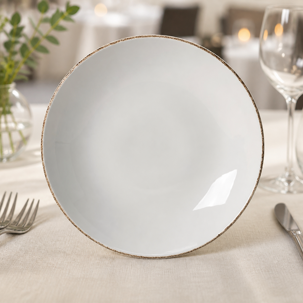 Commercial Brown Dapple Coupe Plates 203mm - 24 Pack