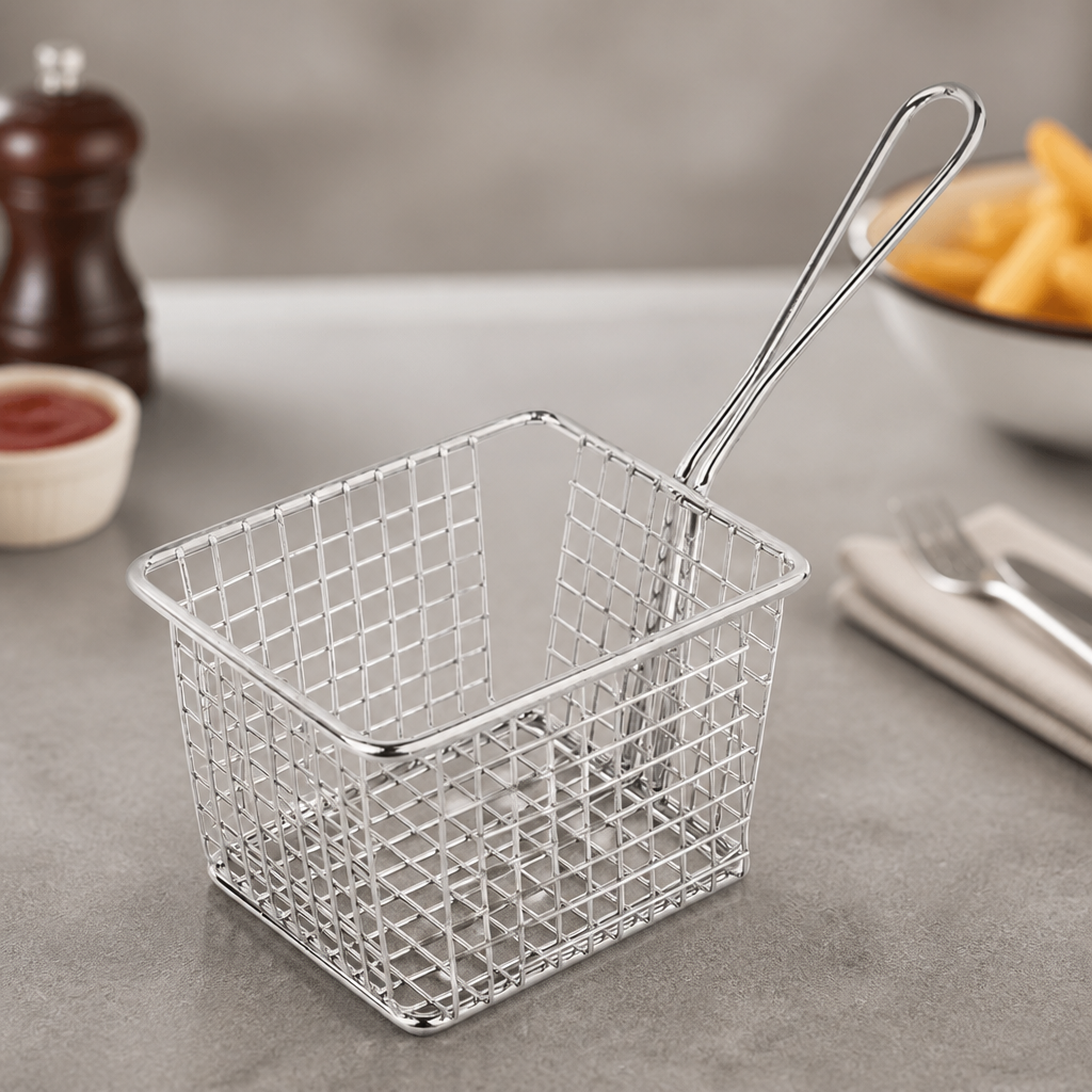 Large Square Commercial Chip Basket with Handle