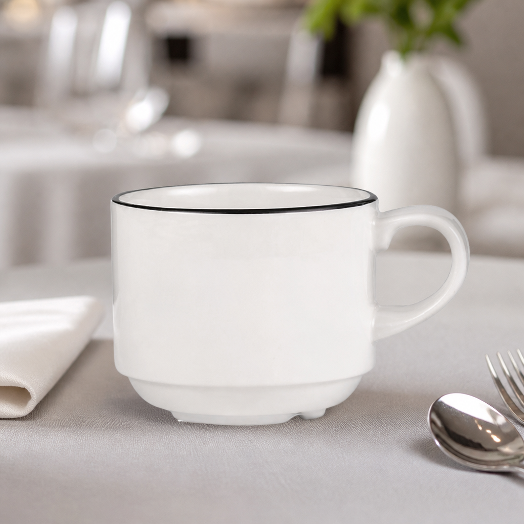 24 pack of commercial stacking tea cups 206ml in fine china