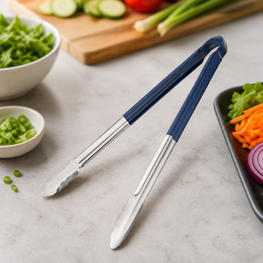 Commercial Colour Coded Serving Tongs 405mm in blue