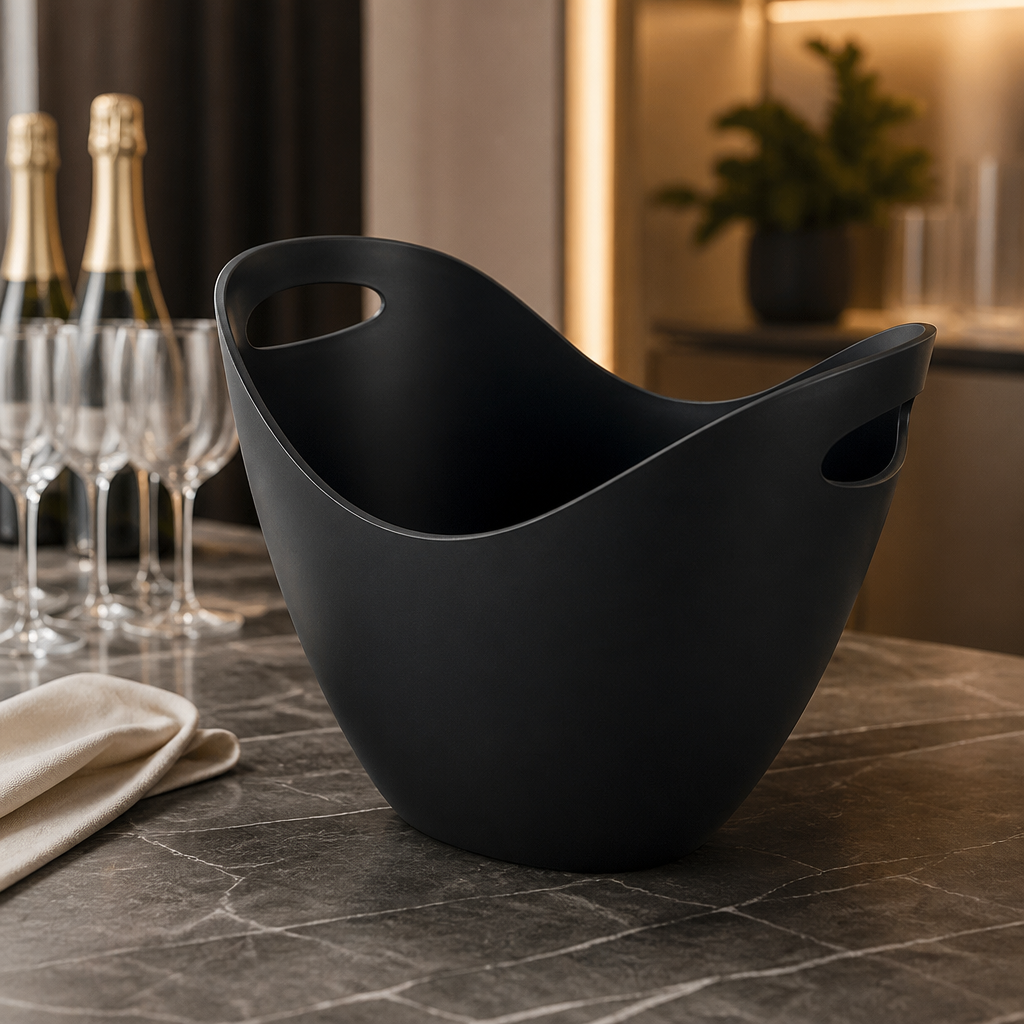 Black Plastic Wine Cooler 8L Capacity Champagne Bucket