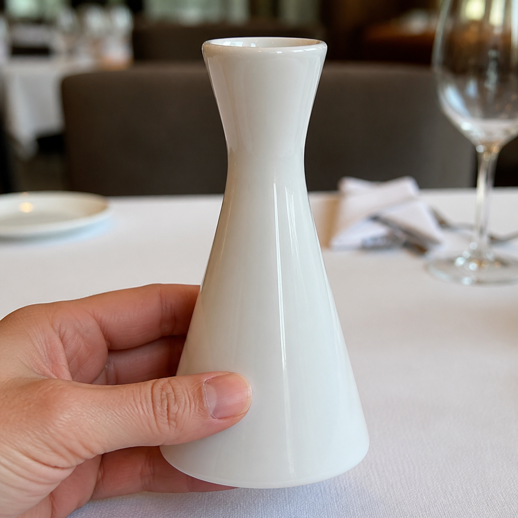 Commercial whiteware bud vases 140mm - 6 pack for catering