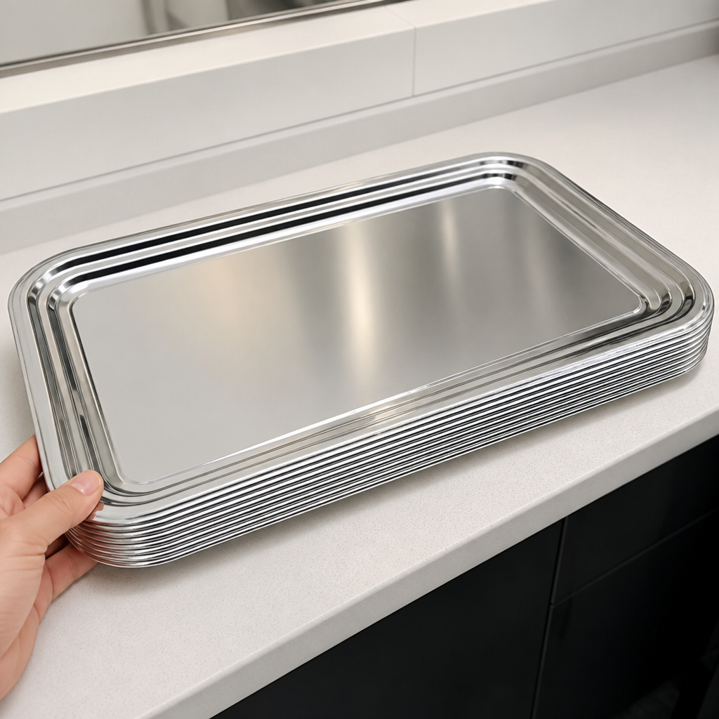 Commercial Semi-Disposable Party Tray GN 1/1 Chrome Finish