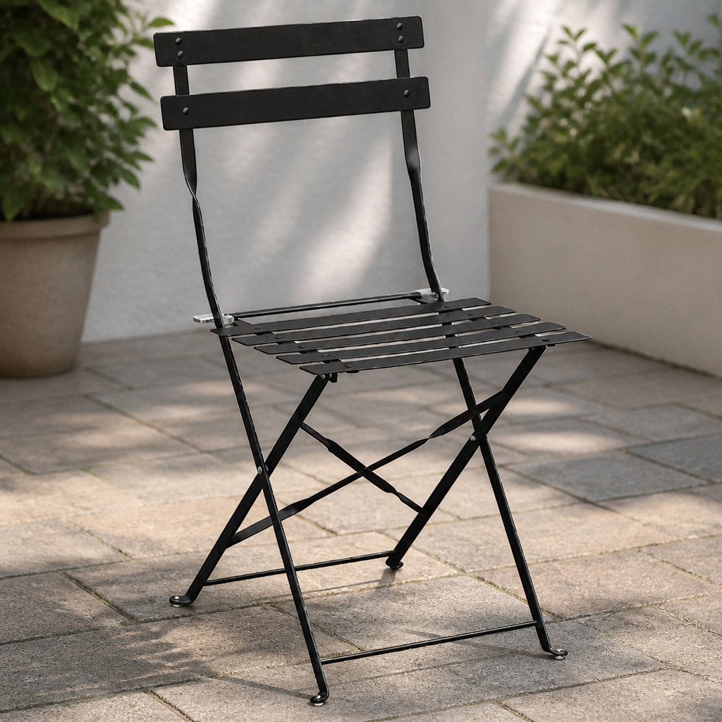 Commercial Black Folding Chairs Outdoor Seating 2 Pack
