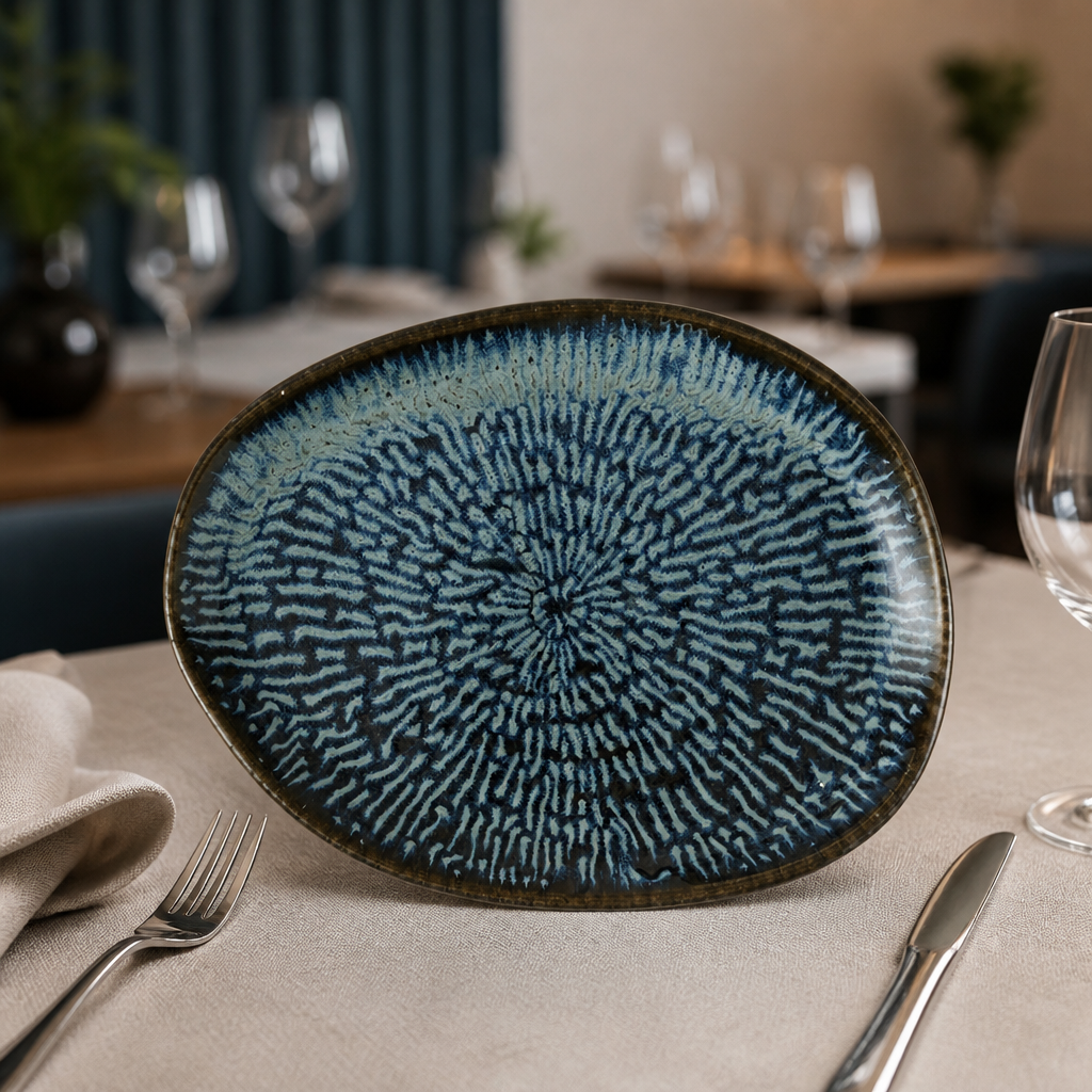 Sapphire Blue Natural Oblong Plates 260x200mm 6 Pack