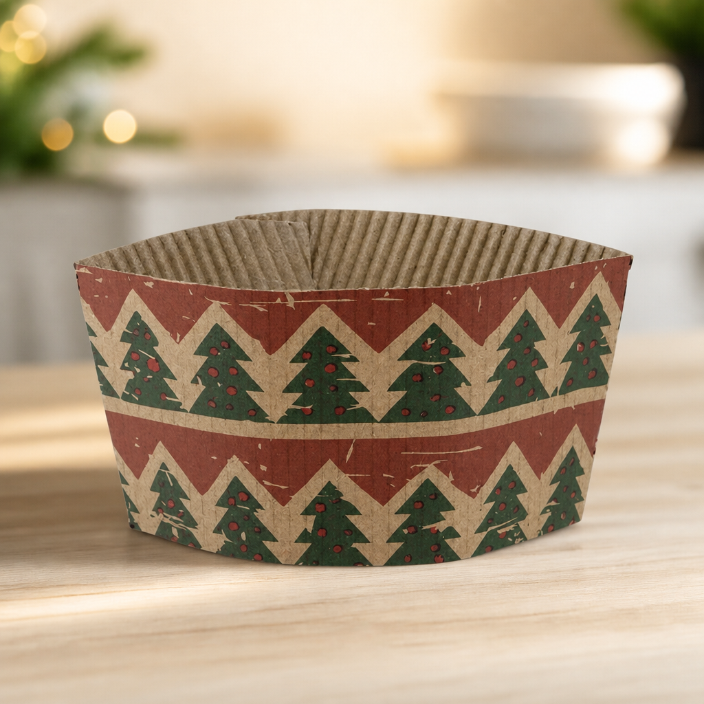 Recyclable Christmas Cup Sleeves for 12oz Hot Cups 100 Pack