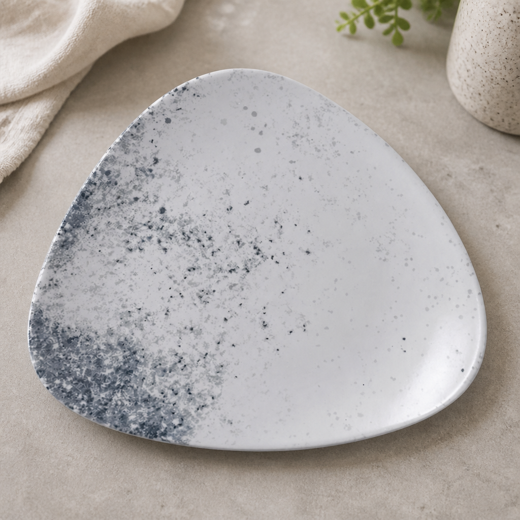 Commercial Haze Blue Triangle Plates 9" - 12 Pack