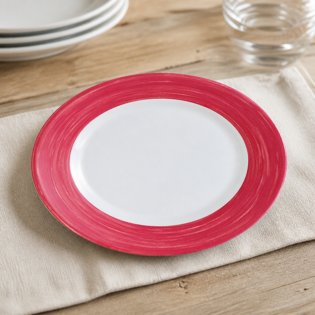 Commercial Brush Soup Plates 225mm Pack of 12 Red Opal
