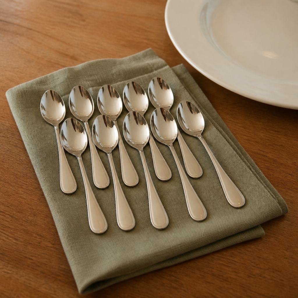 Commercial Stainless Steel Teaspoons Set of 12 - 145mm Length