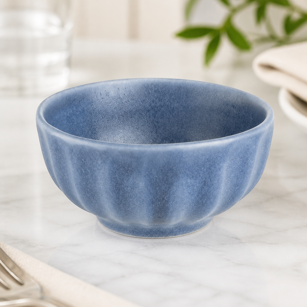 Commercial Deep Snack Bowls Blue 105mm Porcelain 12 Pack