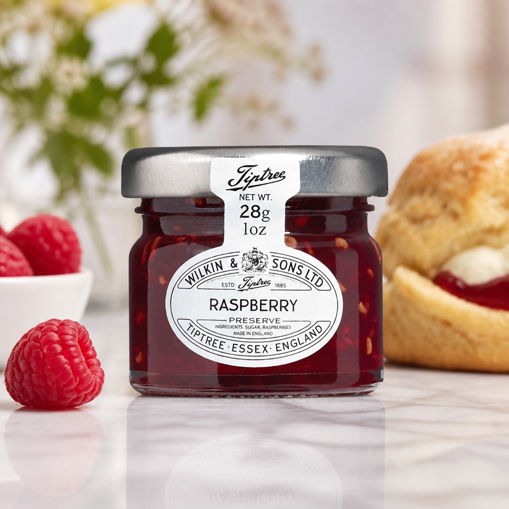 Commercial Raspberry Preserve 28g single portion jars 72 pack