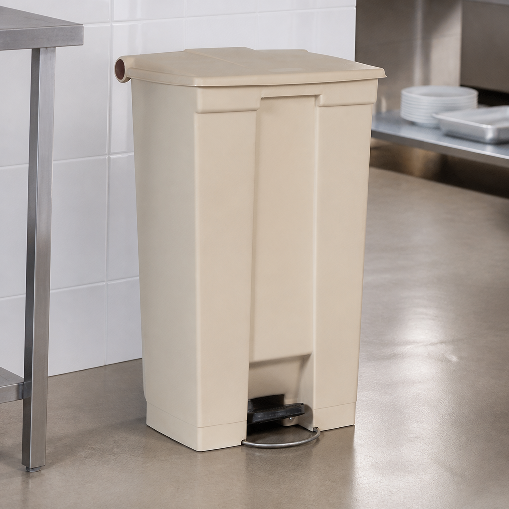 87L Commercial Beige Step-On Pedal Bin for Catering Kitchens