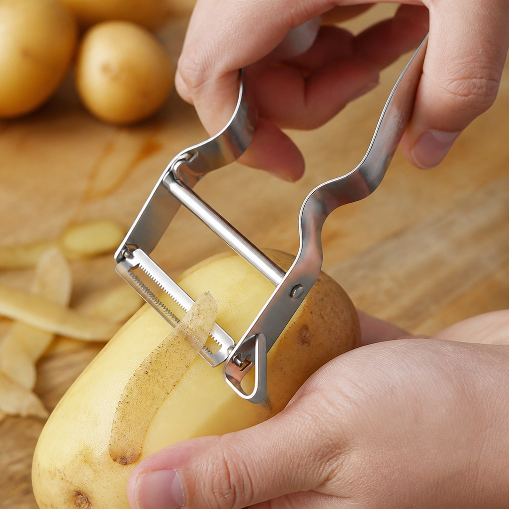 Commercial serrated vegetable peeler for efficient kitchen use