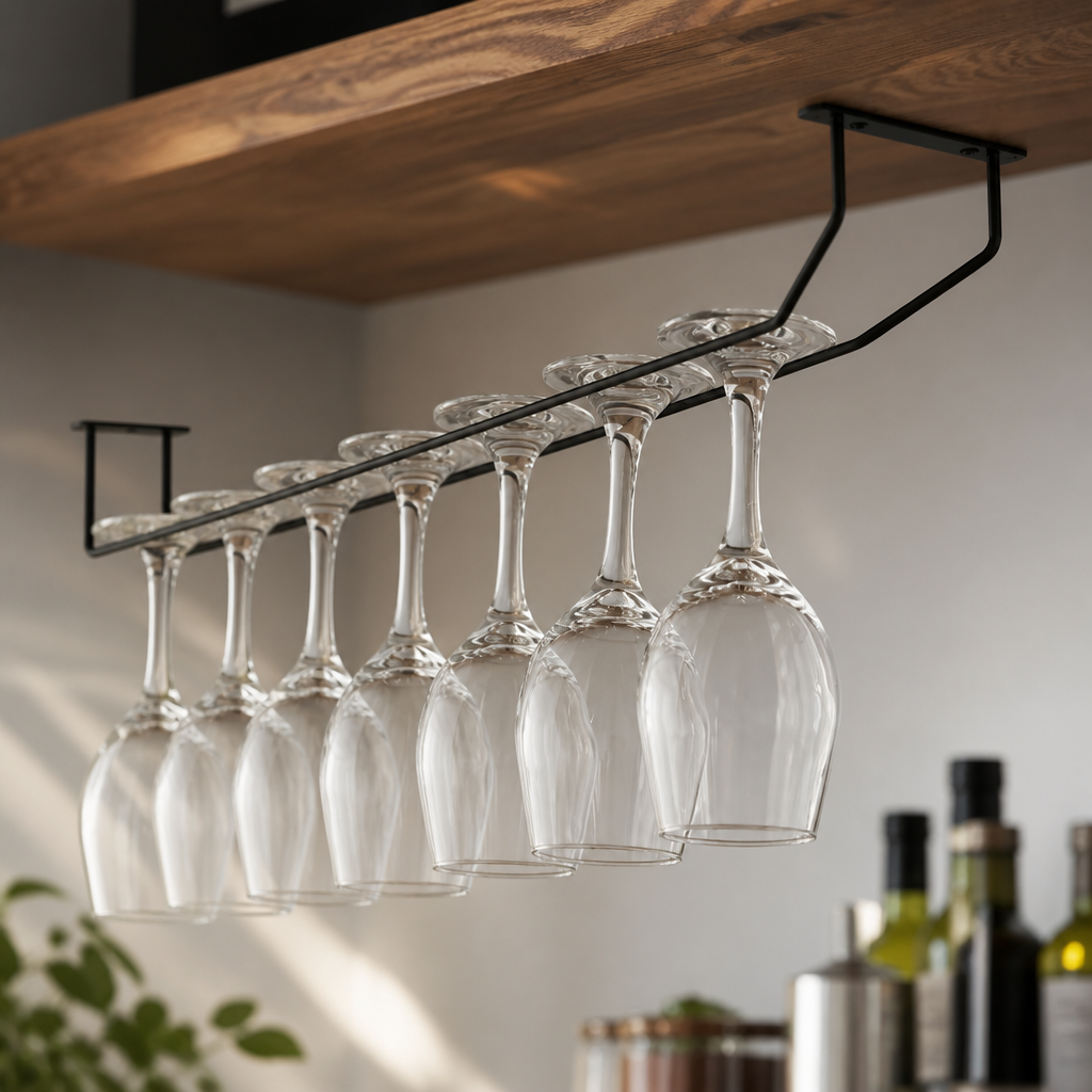 Commercial Wine Glass Rack 610mm Black Wire Storage Solution