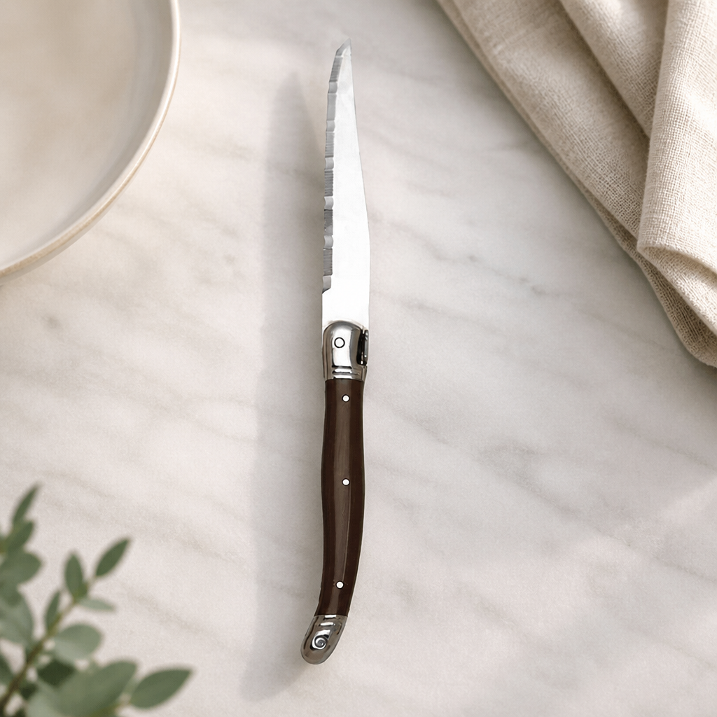 Commercial Serrated Steak Knives Set 6 Pack Pepper Handle