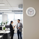 Premium Battery Operated Wall Clock - White Plastic Design, Lightweight at 0.4kg, Requires 2 AA Batteries
