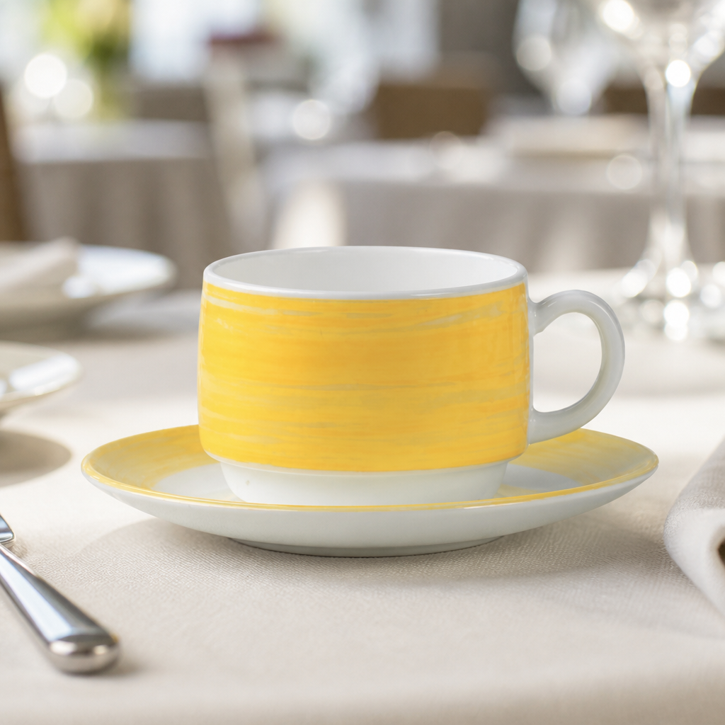 Commercial Brush Saucers Yellow 140mm Pack of 48