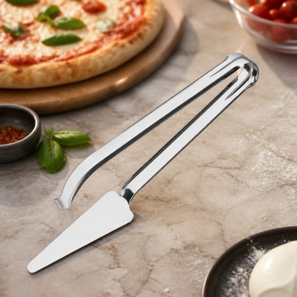 Commercial stainless steel pizza tongs for easy slice handling