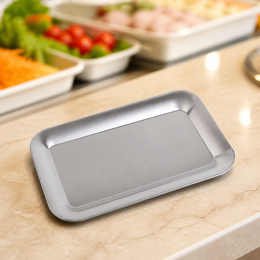 Commercial Stainless Steel Rectangular Tray 215x130mm