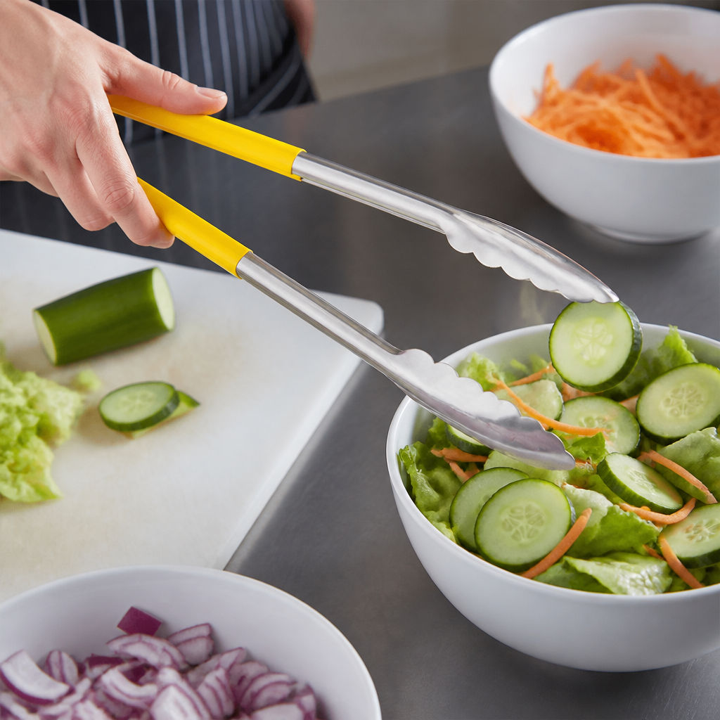 300mm Commercial Colour Coded Yellow Serving Tongs