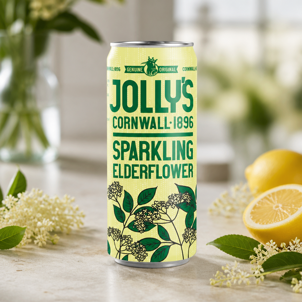 Cornish Sparkling Elderflower Soft Drinks 250ml Cans 24 Pack