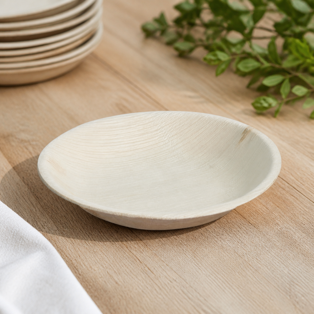 Compostable Deep Palm Leaf Plates 175mm 100 Pack Disposable