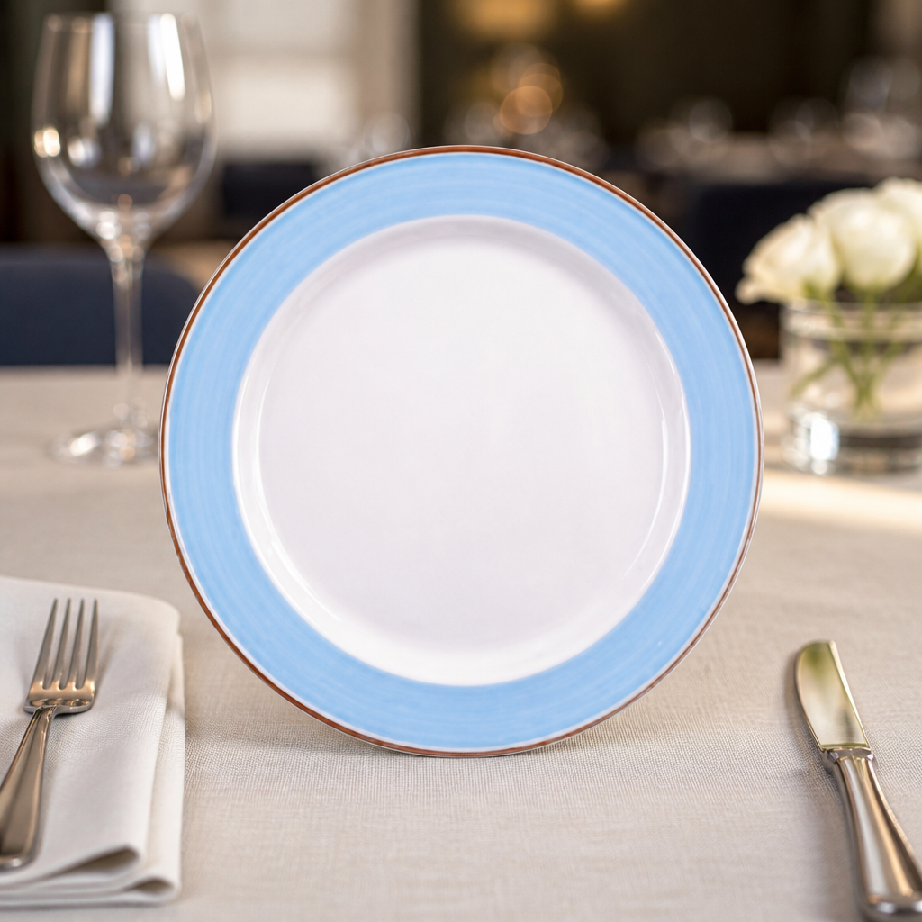 Commercial Blue Service Plates 300mm - 12 Pack Porcelain