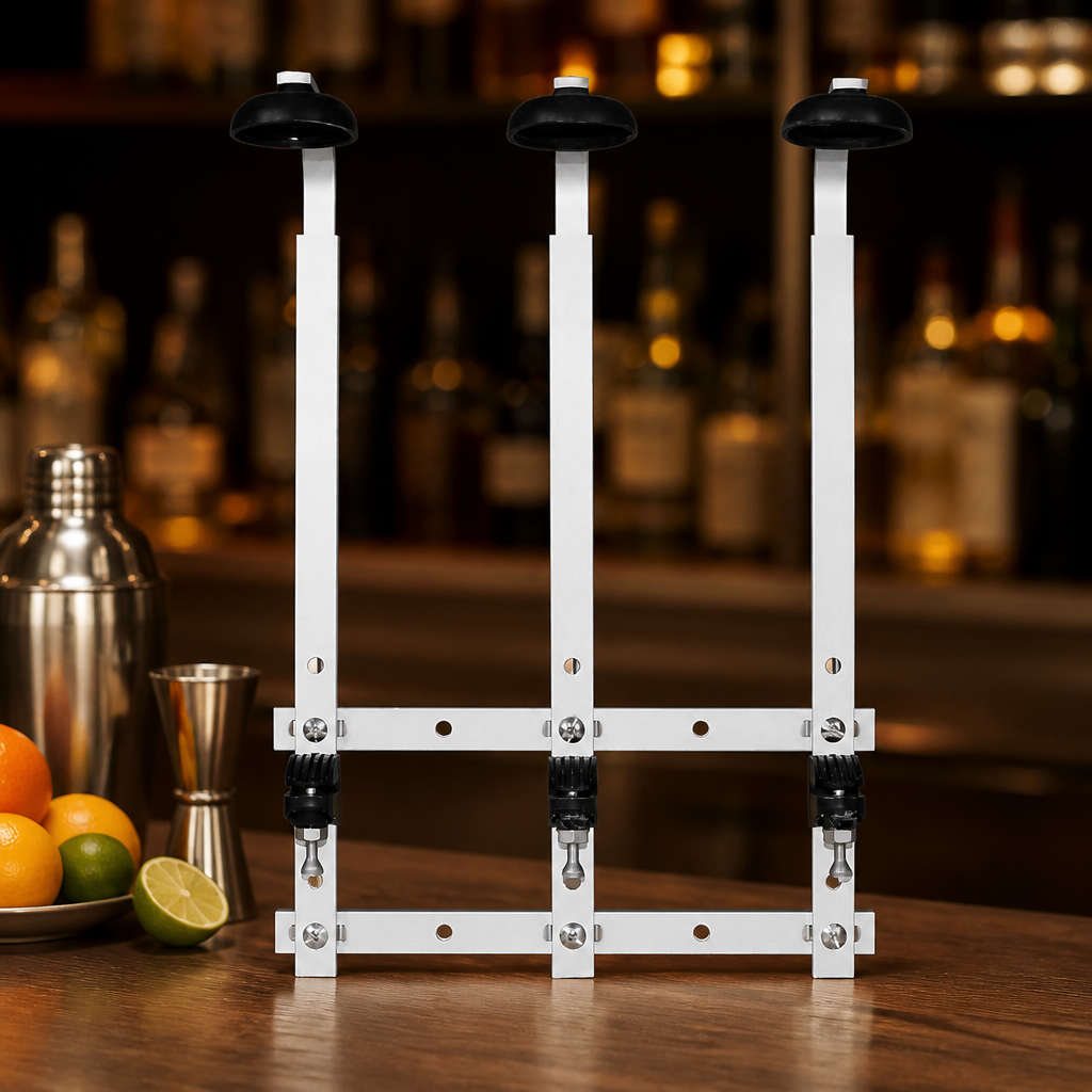 Commercial 3 Bottle Bar Optic Holder Wall Mount 700ml to 1Ltr
