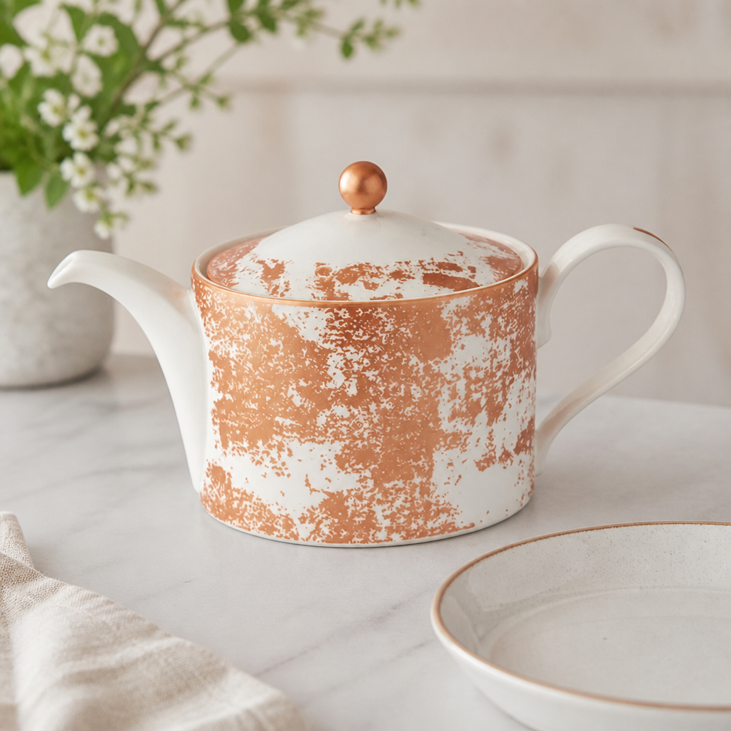 Crushed Velvet Copper Charnwood Teapot 1Ltr for Catering