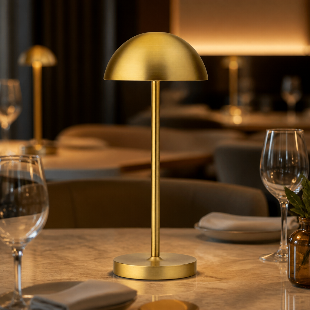 Cordless LED Table Lamps Pack of Six Brushed Gold 260mm