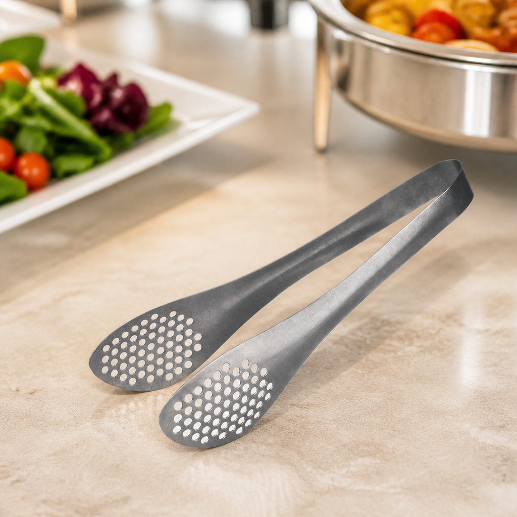 225mm Stainless Steel Perforated Tongs for Service