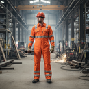 Premium High Visibility Arc Flash Coverall with Flame Resistant Fabric, Kneepad Pockets, and Reflective Tape for Maximum Safety