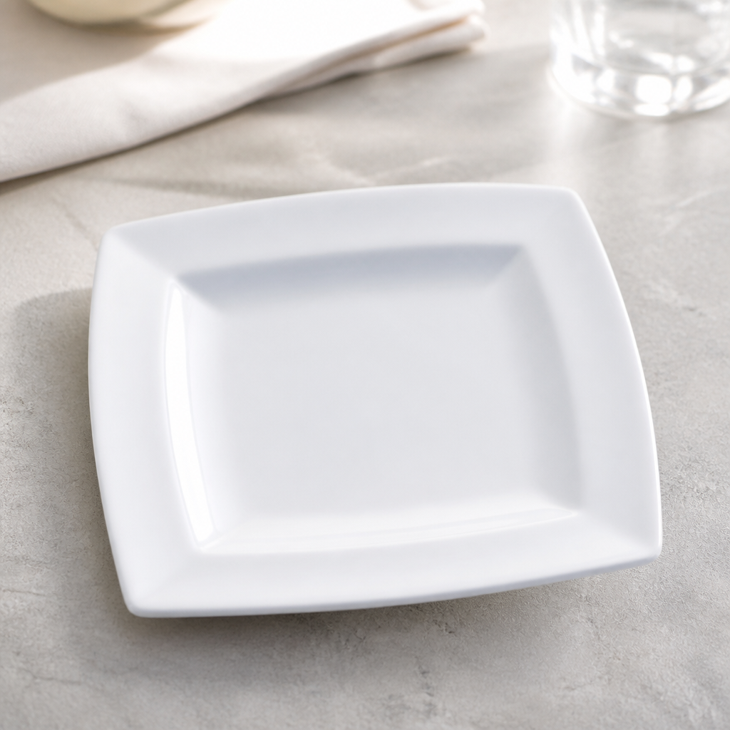 Commercial Square Plates 132mm Porcelain 12 Pack