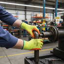Premium General Handling Glove with Fluorescent Yellow and Orange Palm Coating for Enhanced Visibility and Ergonomic Comfort