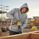 Premium Heavy Duty Hoodie in Grey Marl with Adjustable Hood, Kangaroo Pocket, and Ribbed Cuffs