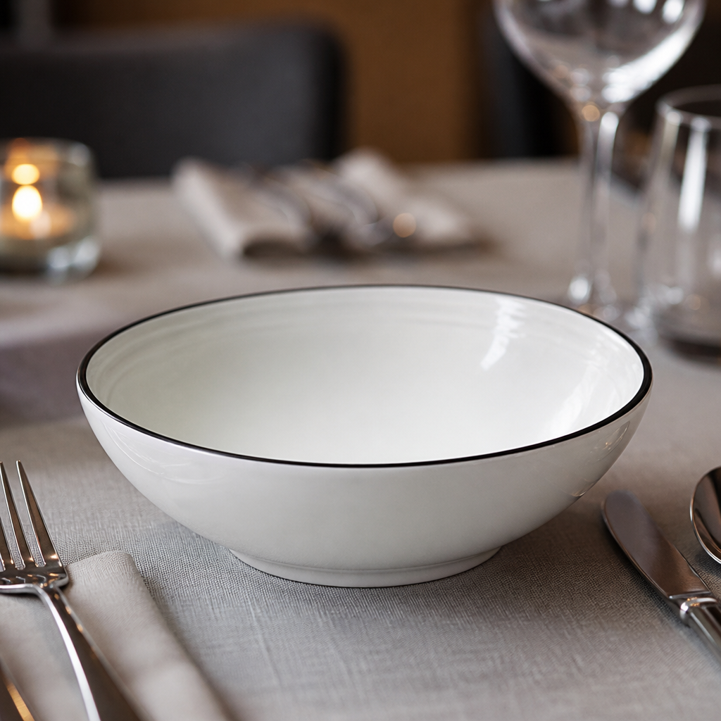 Commercial Black Band Oatmeal Bowls 165mm 12 Pack