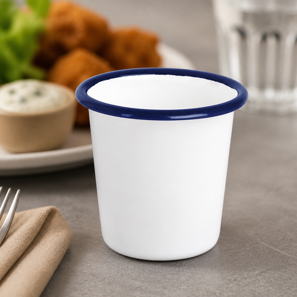 Commercial Enamel Sauce Cups 144ml Retro Style 6 Pack