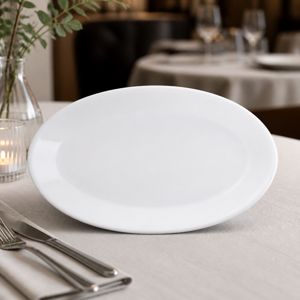 Commercial Oval Porcelain Dishes 330mm for fine dining