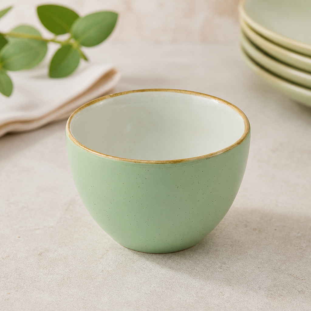 Sage Green Stoneware Sugar Bowls 236ml Microwave Safe 12 Pack