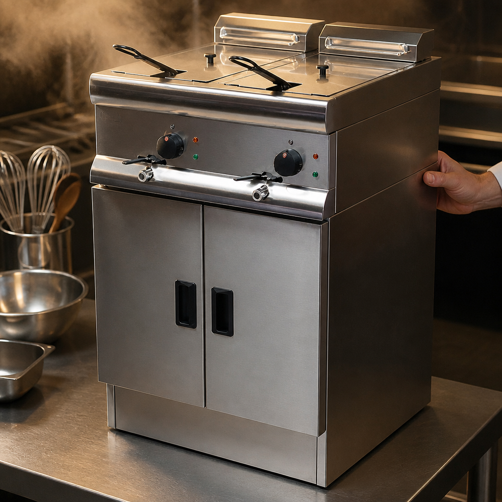 Commercial Free Standing Electric Fryer with 2x 9Ltr Tanks