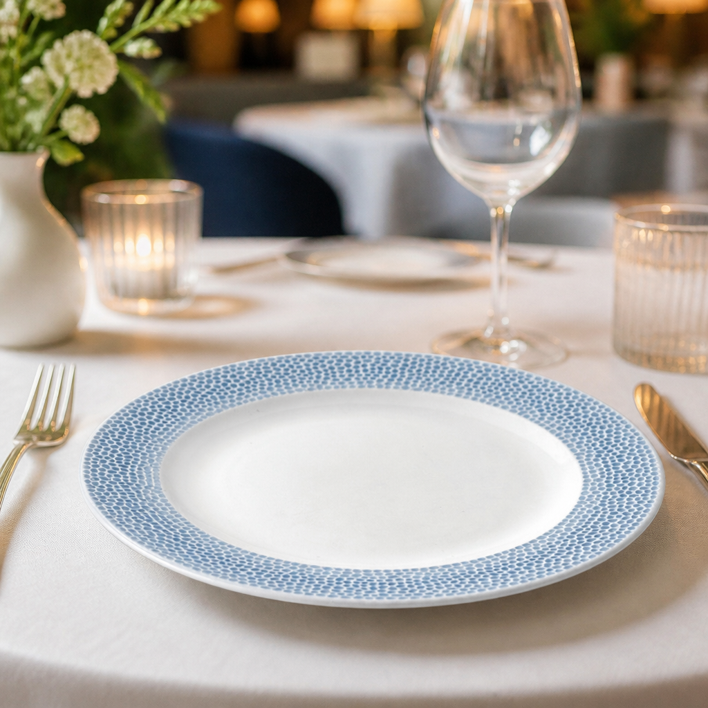 Commercial Footed Plates 260mm Ocean Blue 12 Pack